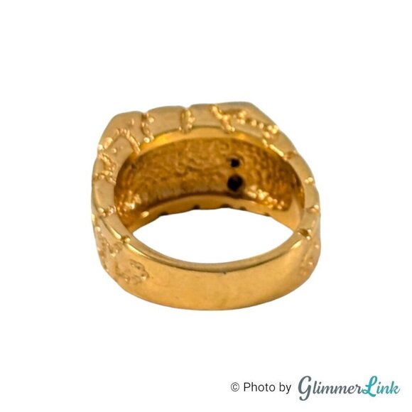 Vintage 18K HGE Nugget Clear Crystals Men's Ring Size 10.5 - Picture 5 of 9